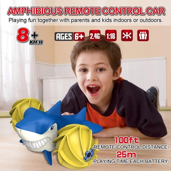 TuKIIE 2.4 GHz Remote Control Boat Amphibious Remote Control Car for Kids All Te - Picture 3 of 13